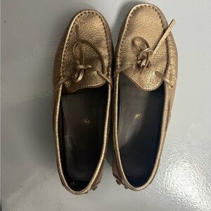 Gold Leather Loafers